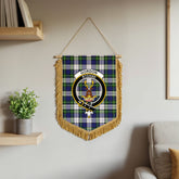 Gordon Dress Modern Tartan Crest Wall Hanging Banner - Wood Pole